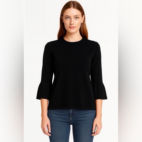 Boss Women's Fantasia Ribbed Bell-Sleeve Wool Sweater - Size Small - Picture 9 of 9